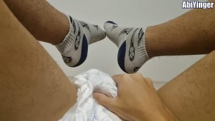 ABDL Diaper Boy Cumming In His Diaper While Using Sport Socks