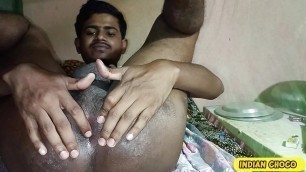 Cute boy anal fingering and big cock masterbating