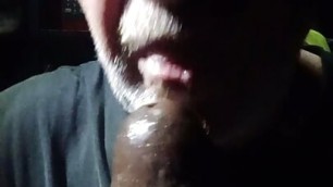 Closeup Sucking my bbc dildo and eating my own cum