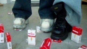 Crushing Cig Packets in Buffalo Boots Platform Sneakers