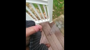 Over a Minute of Pissing off back Steps in Pajamas