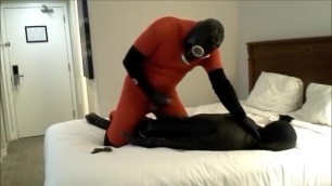 Red & Black Masked Morph Humps and Cums on his Rubber Orca Toy