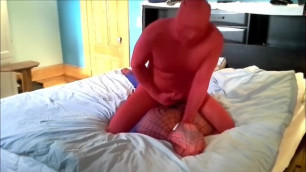 Red Morph Man Humps Spiderman and Shoots though his Suit