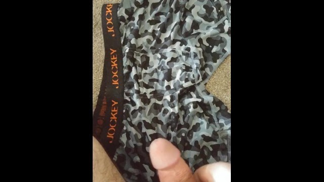 White Boy Cumming on Camo Boxers