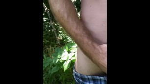 Hot Uncut Guy Jacks off in Woods