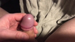 Masturbation with foreskin pulled back and cumming