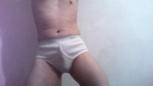 Dancing and showing off my full rise white Jockey Y-fronts