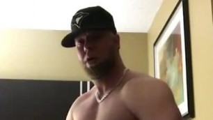 Bearded Muscle Stud Jerking His Fat Cock ( No Cum )