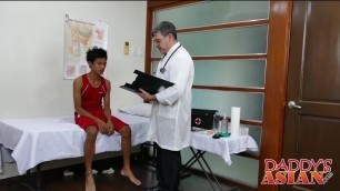 Doctor Daddy measures twink patients ass with his cock