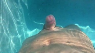 Hands free cumshot swimming pool