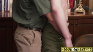 Scoutmaster mouth-fucks horny cock craving gay scout boy