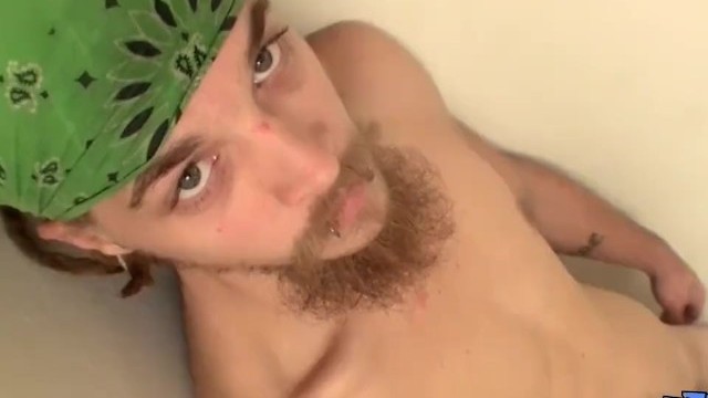 Bearded Thug Strokes His Cock and Cums While Standing Upgay