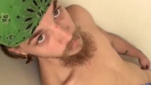 Bearded Thug Strokes His Cock and Cums While Standing Upgay