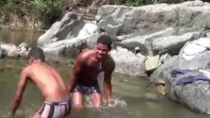 Latin Twink Studs Get Horny Splashing in the Rivergay