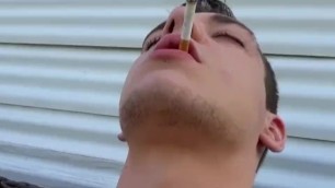 Inked Jock Ryan Fields Smokes Cigarettes and Masturbationgay