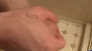 Thug With Tattoos Stroking His Big Dick in Bathroomgay