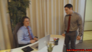 Horny gay officemates cant help but go fucking inside their office